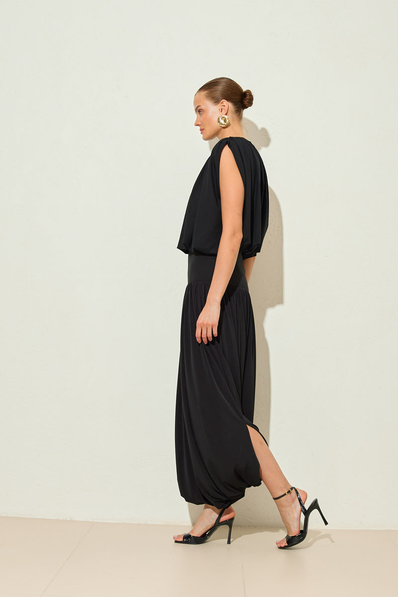 Setre Bubble Hem Sleeveless Blouse Black