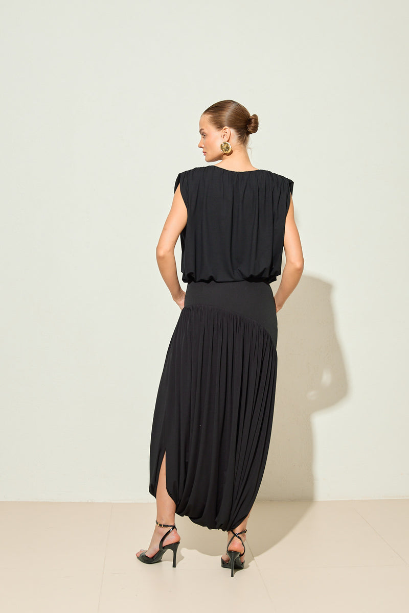 Setre Bubble Hem Sleeveless Blouse Black