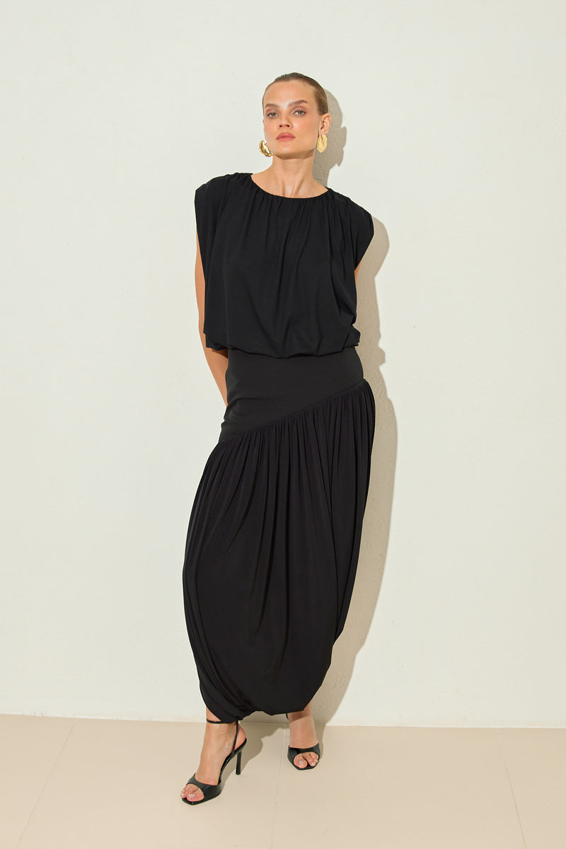 Setre Bubble Hem Sleeveless Blouse Black