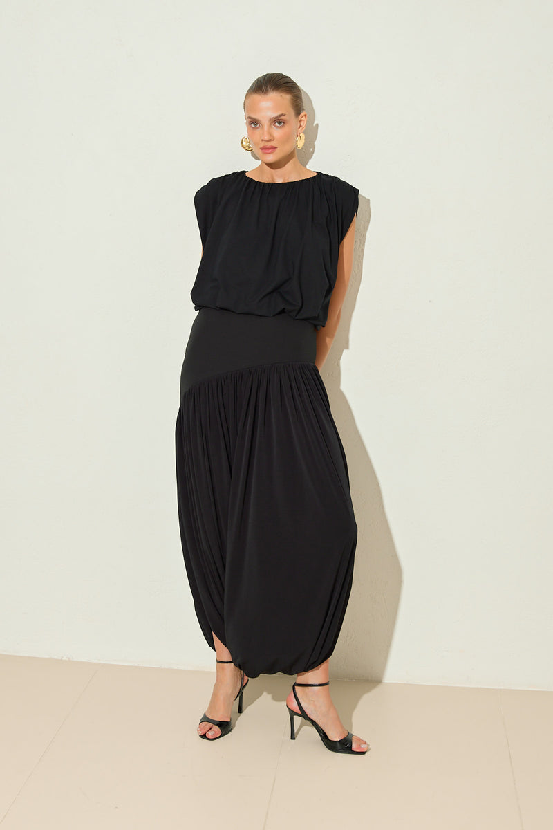 Setre Bubble Hem Sleeveless Blouse Black