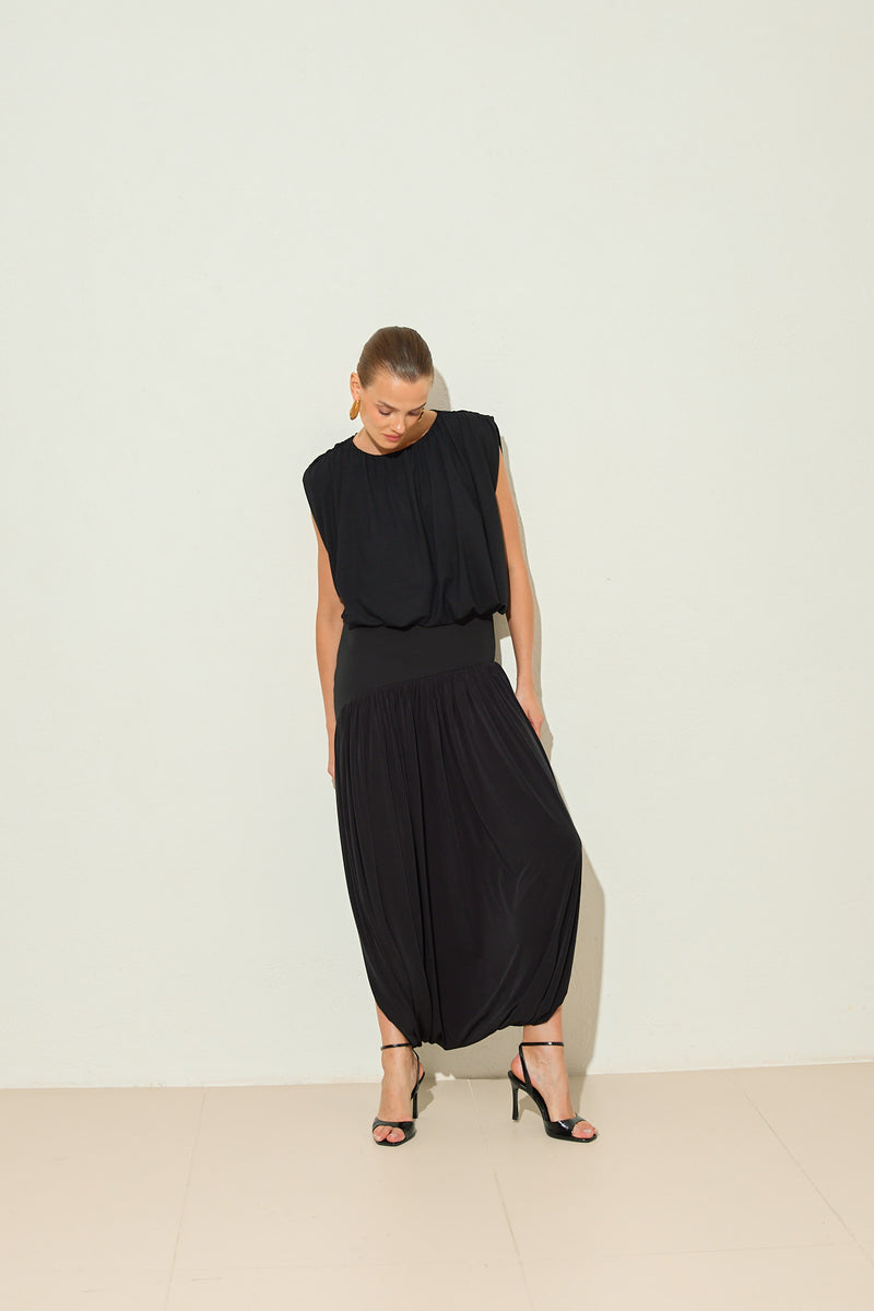 Setre Bubble Hem Sleeveless Blouse Black