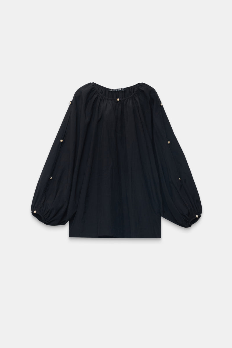 Setre Button And Sleeve Detailed Blouse Black