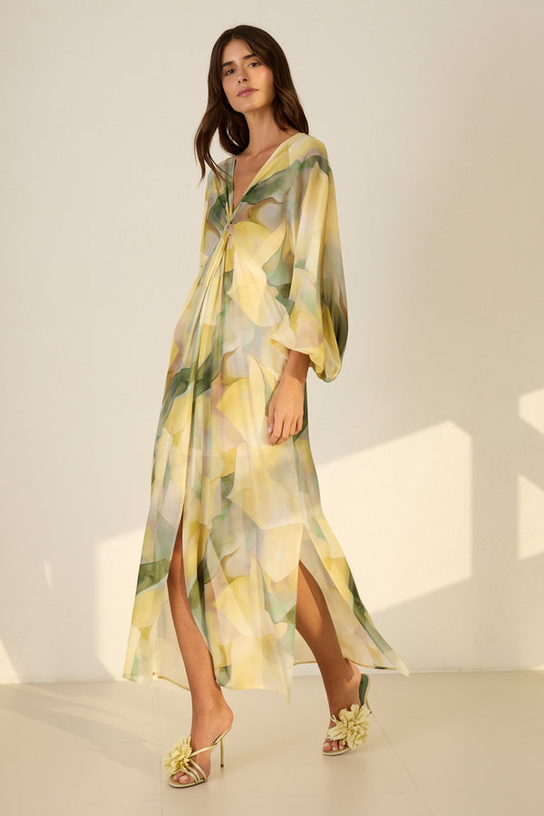 Setre Twisted Detail Printed Dress Yellow