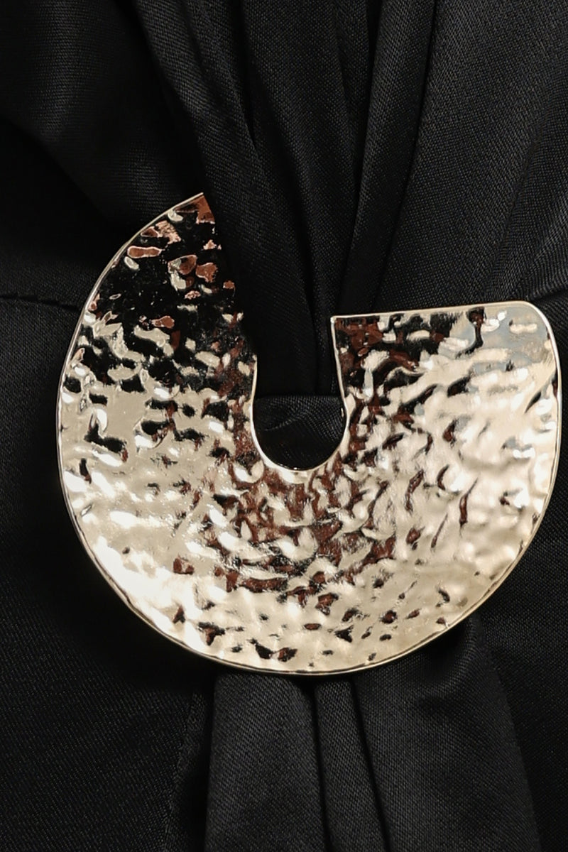 Setre Waist Buckle Detailed Turtleneck Midi Length Dress Black