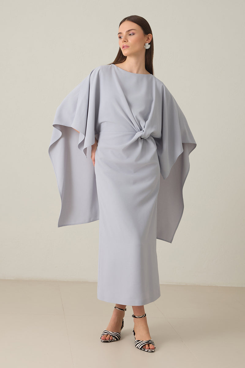 Setre Twisted Detail Cape Dress Light Grey