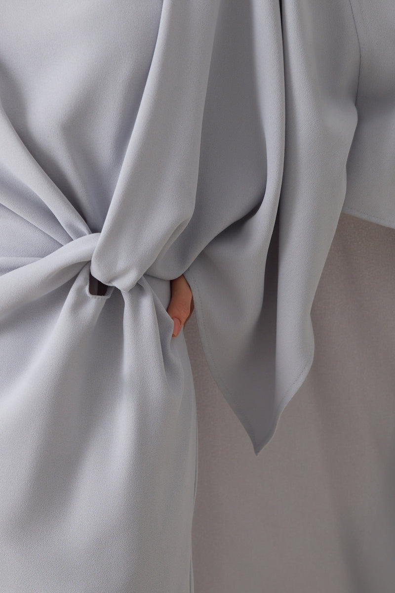 Setre Twisted Detail Cape Dress Light Grey