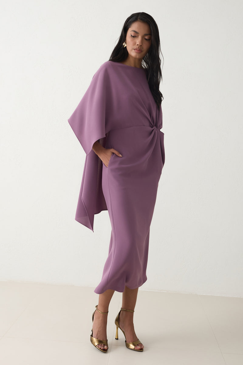 Setre Twisted Detail Cape Dress Purple