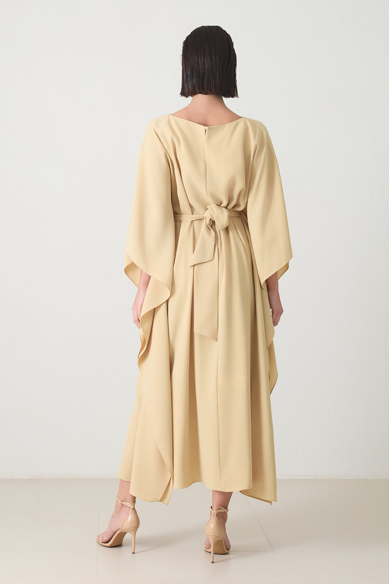 Setre Waist Belt Detailed Midi Length Dress Light Yellow