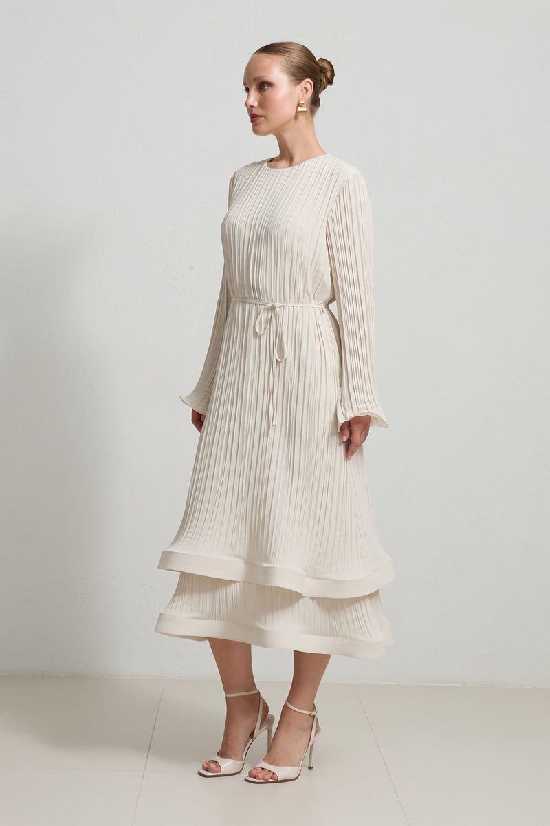 Setre Pleated Relaxed Cut Dress Cream