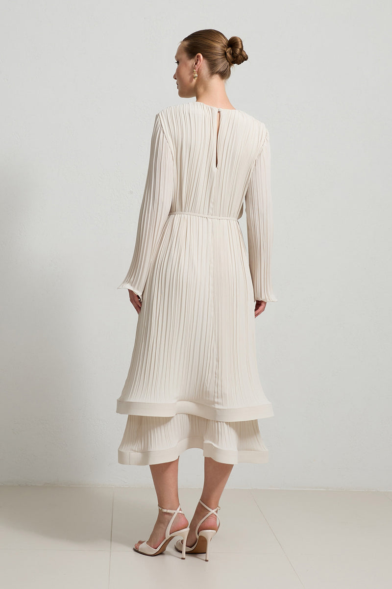 Setre Pleated Relaxed Cut Dress Cream