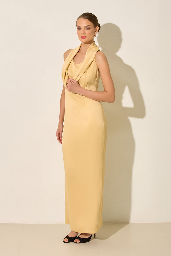 Setre Draped Neck Maxi Dress Amber