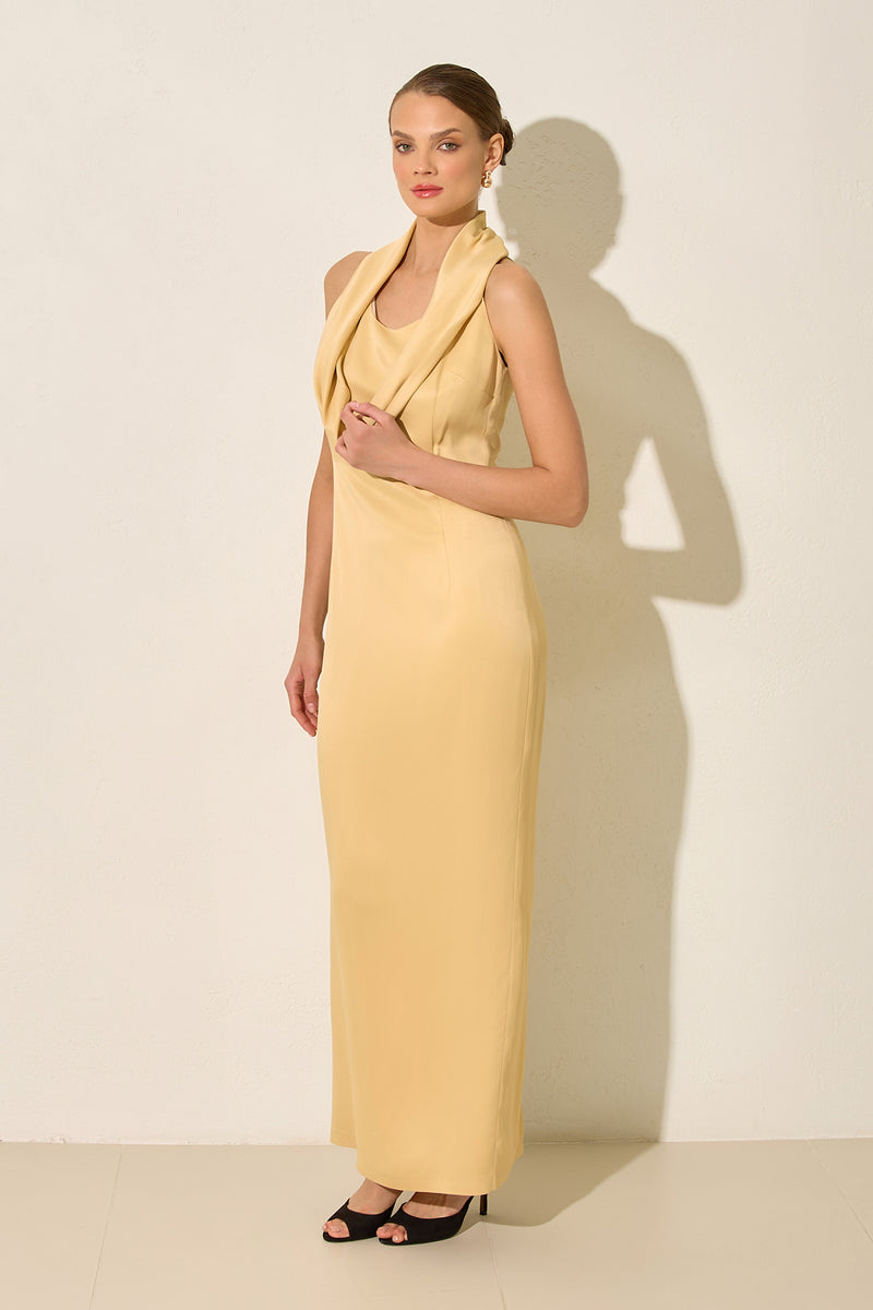 Setre Draped Neck Maxi Dress Amber