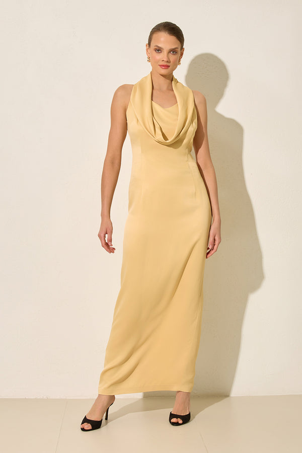 Setre Draped Neck Maxi Dress Amber