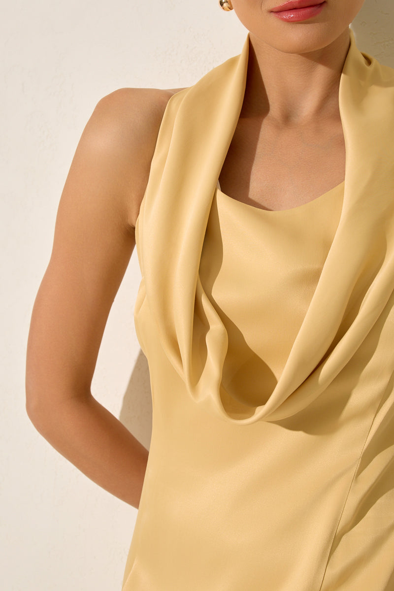 Setre Draped Neck Maxi Dress Amber