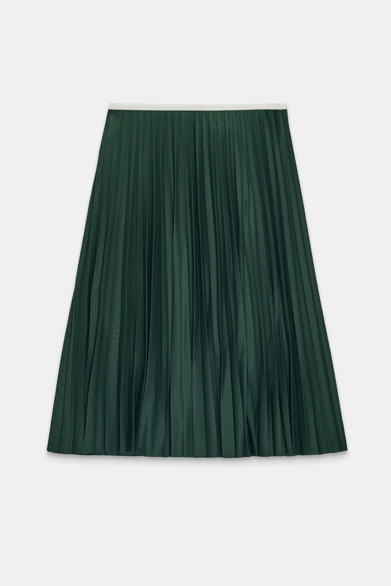 Setre Contrast Waist Pleated Skirt Green