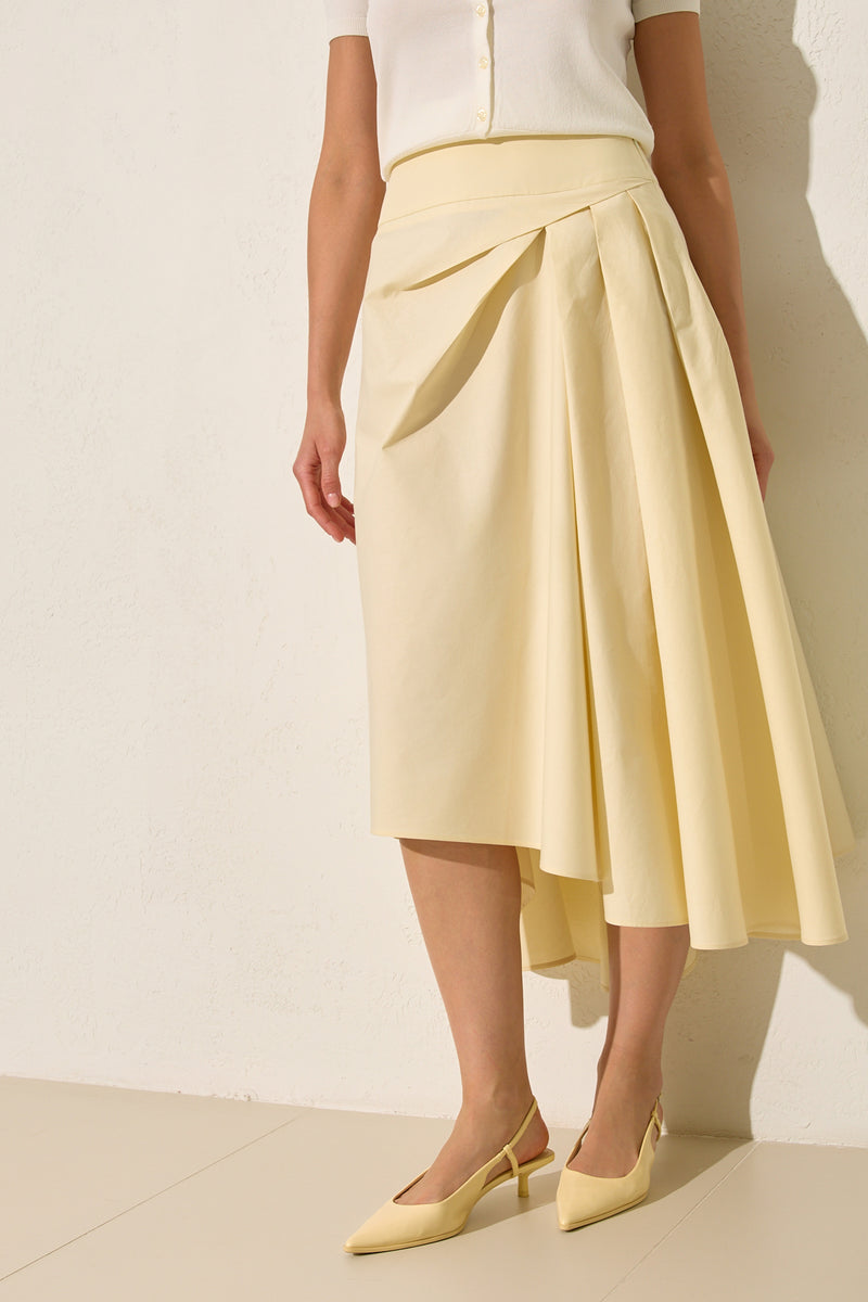 Setre Flared Asymmetric Pleated Skirt Amber