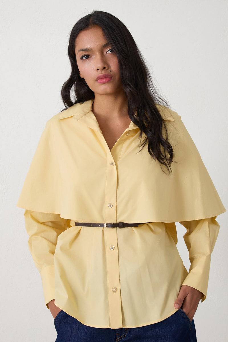 Setre Cape-Effect Solid Shirt Light Yellow