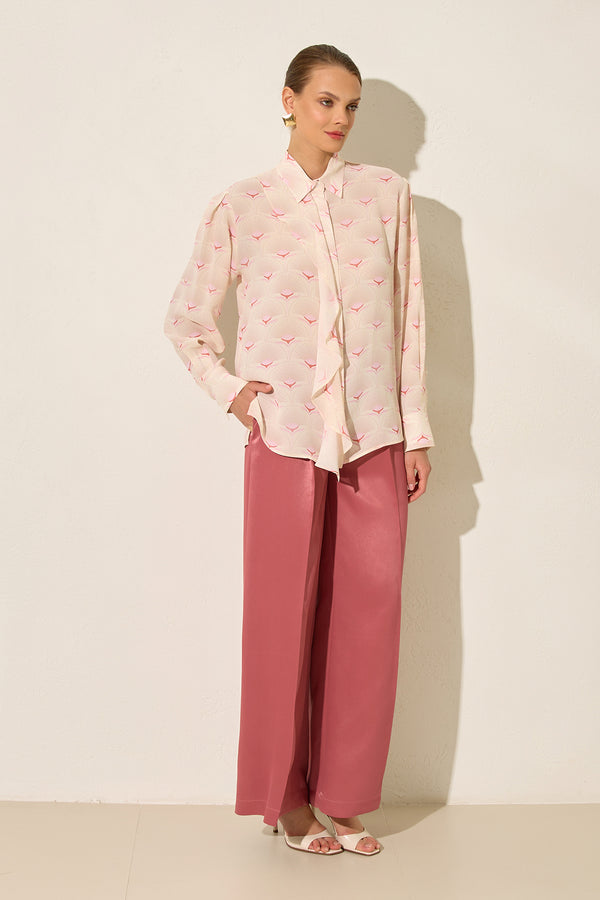 Setre Contrast Print Drape Shirt Cream