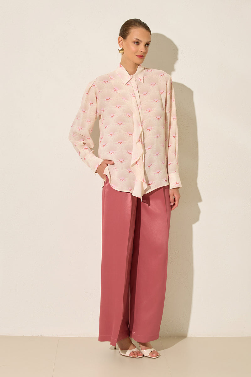 Setre Contrast Print Drape Shirt Cream