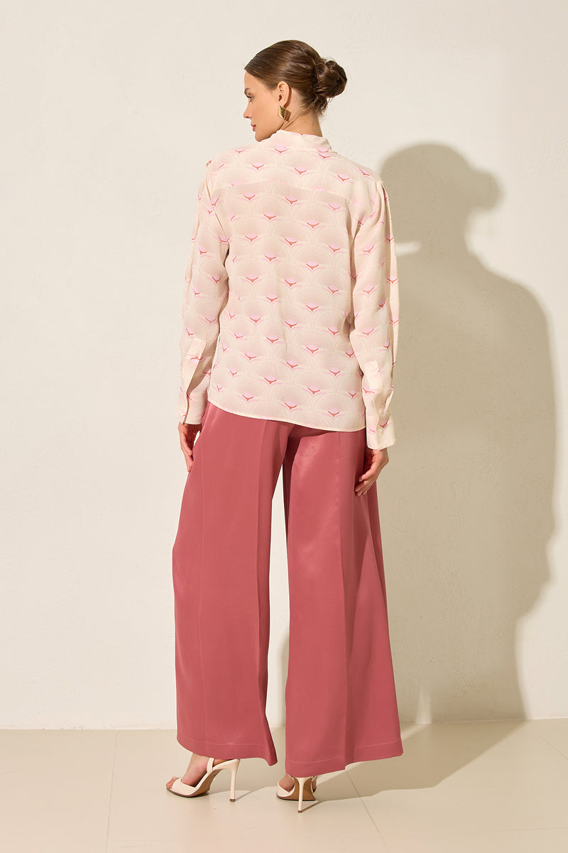 Setre Contrast Print Drape Shirt Cream