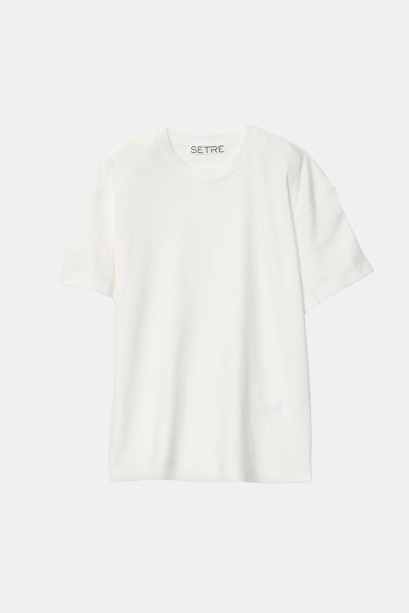 Setre Cotton Basic Short Sleeve Oversize T-Shirt Ecru