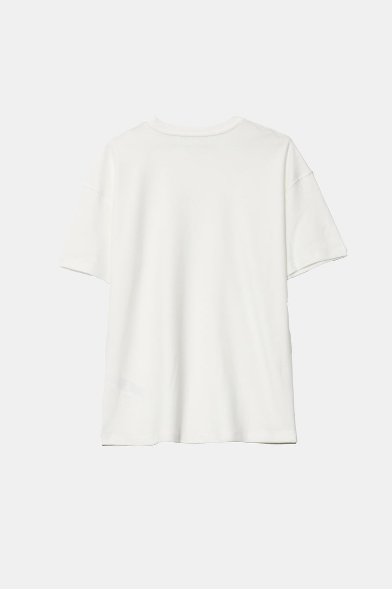 Setre Cotton Basic Short Sleeve Oversize T-Shirt Ecru