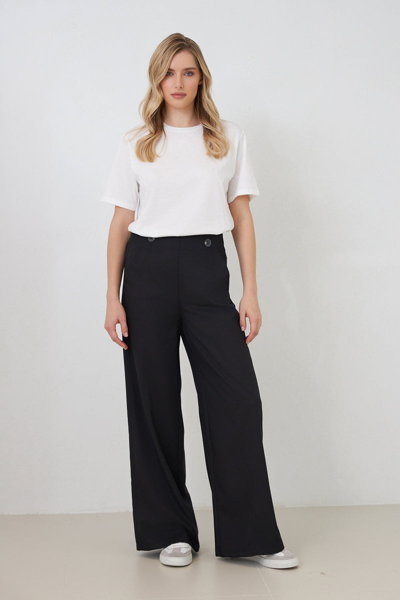 Setre Button And Pocket Detailed Trousers  Black