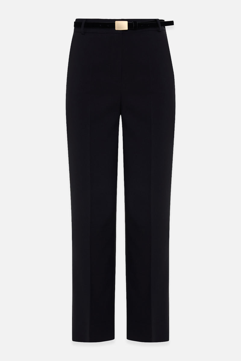 Setre Belted Crop Solid Trousers Black