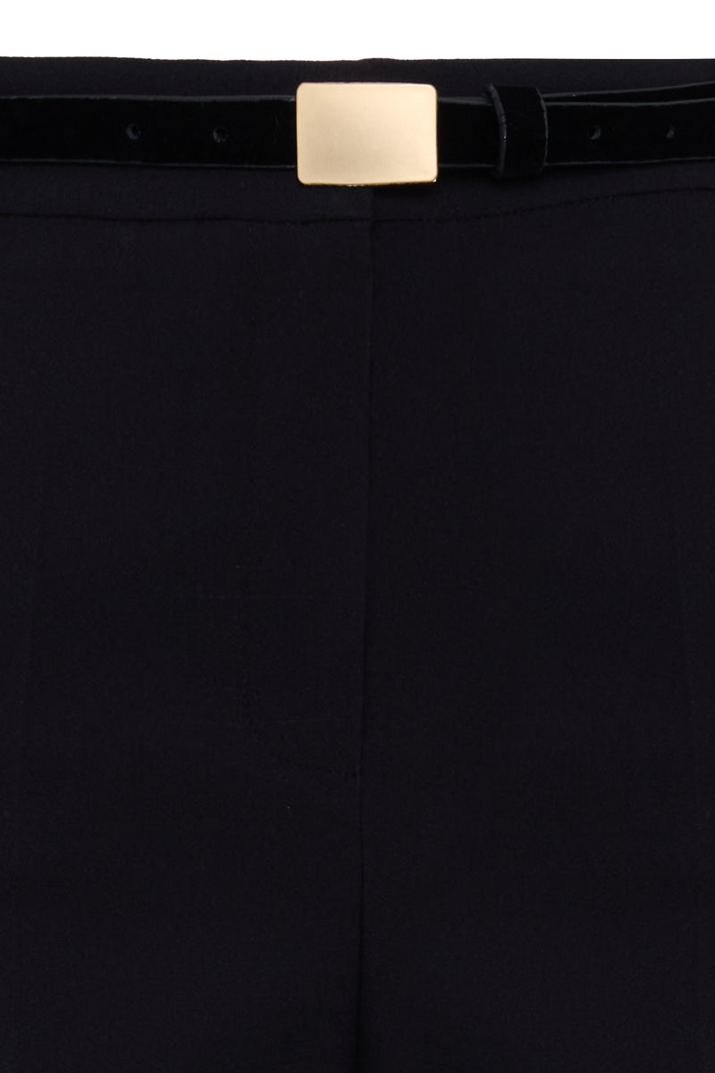Setre Belted Crop Solid Trousers Black