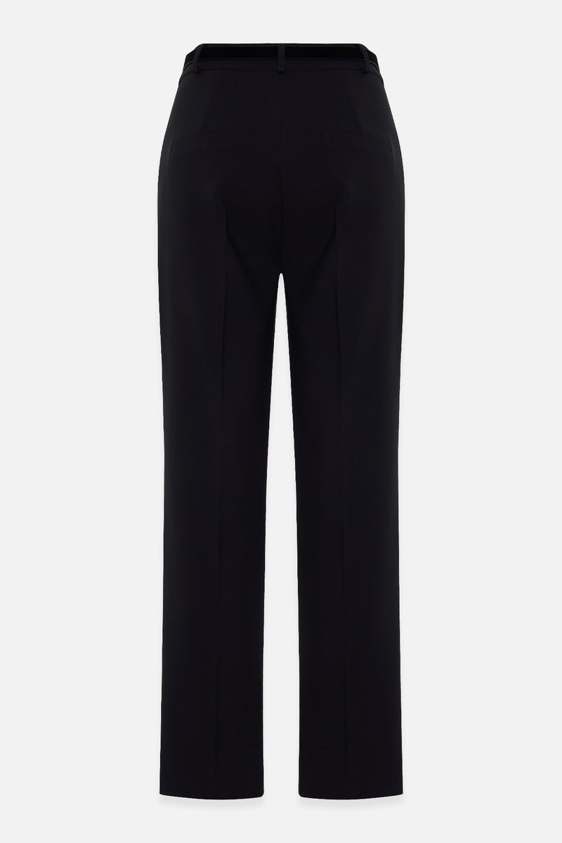 Setre Belted Crop Solid Trousers Black