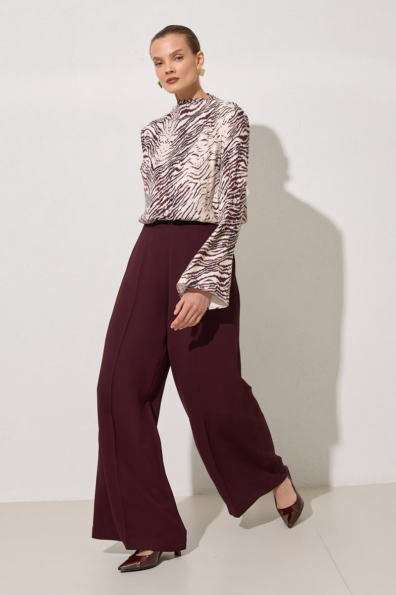 Setre Relaxed Cut Wide Leg Trousers Burgundy
