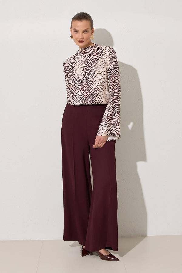 Setre Relaxed Cut Wide Leg Trousers Burgundy