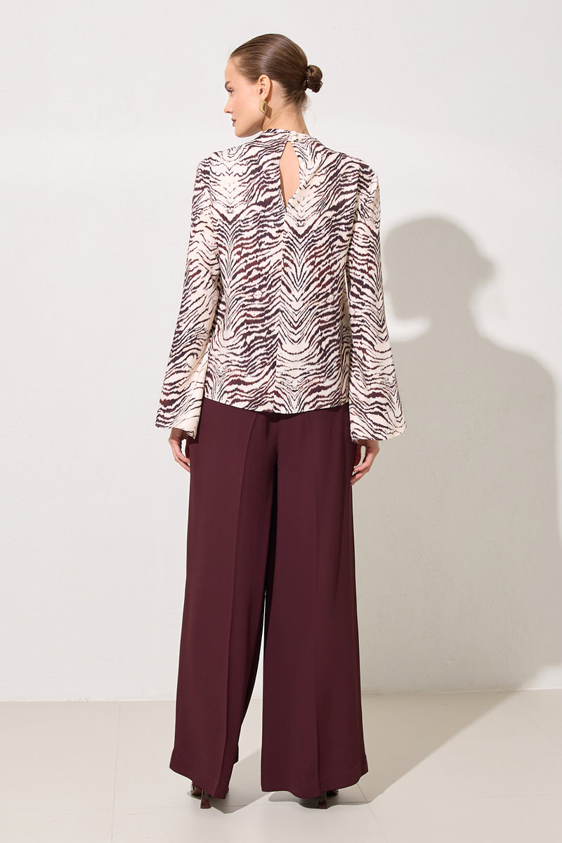 Setre Relaxed Cut Wide Leg Trousers Burgundy