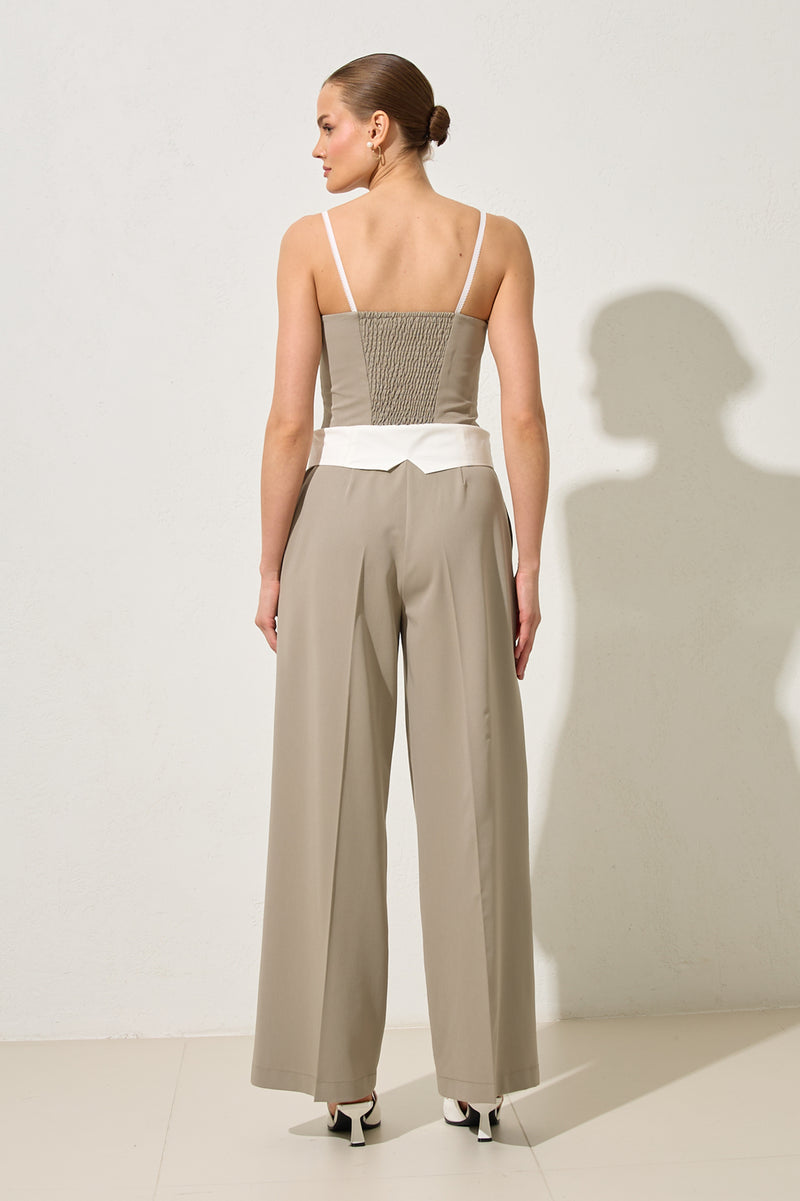 Setre Waist Detailed Relaxed Cut Trousers Olive