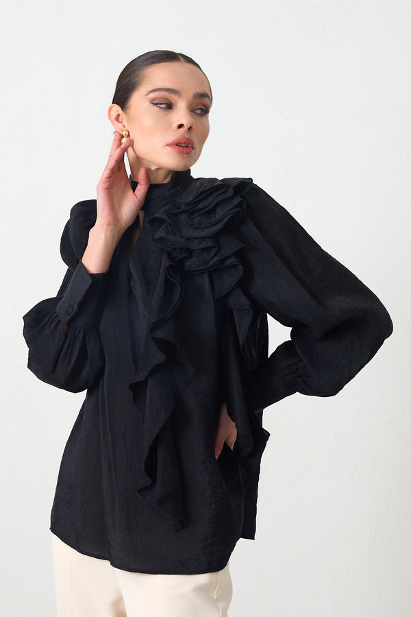 Setre Ruffle Detail Blouse Black