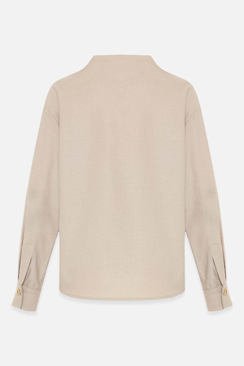 Setre Button-Down Detailed Long Sleeve Blouse Beige