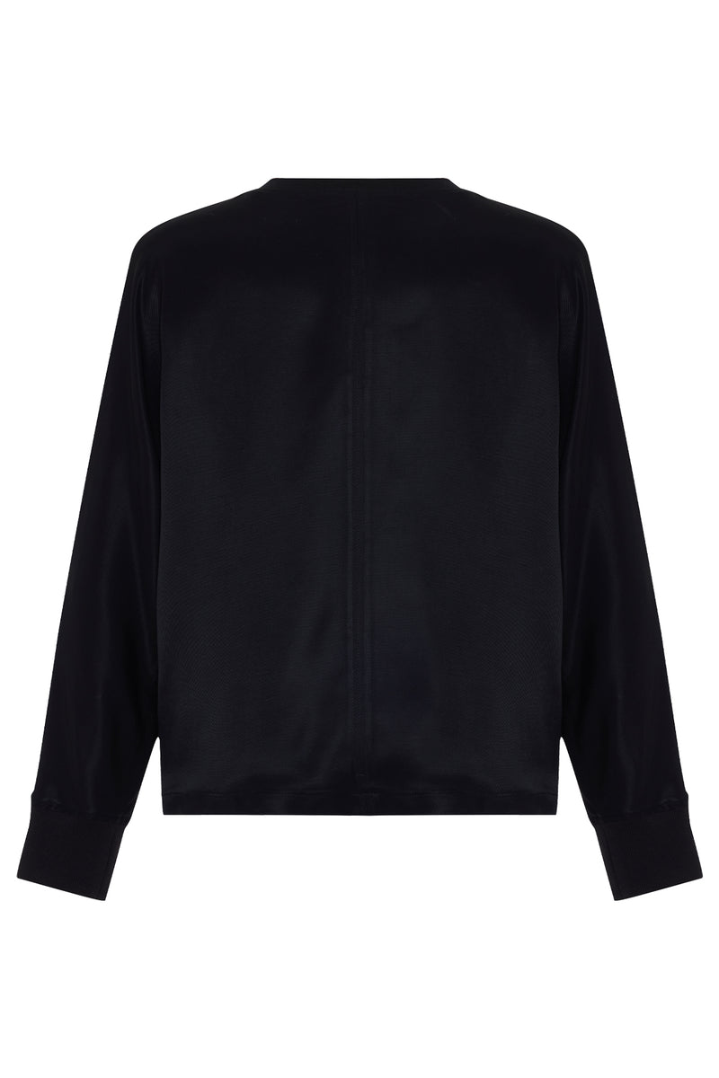 Setre Crew Neck Long Sleeve Blouse Black
