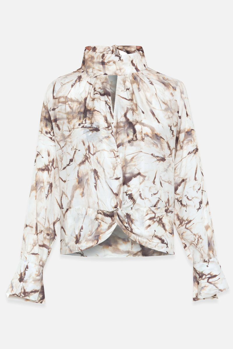 Setre Blouse With Collar Window And Gathered Waist Detail Stone