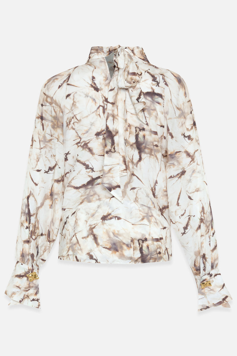 Setre Blouse With Collar Window And Gathered Waist Detail Stone