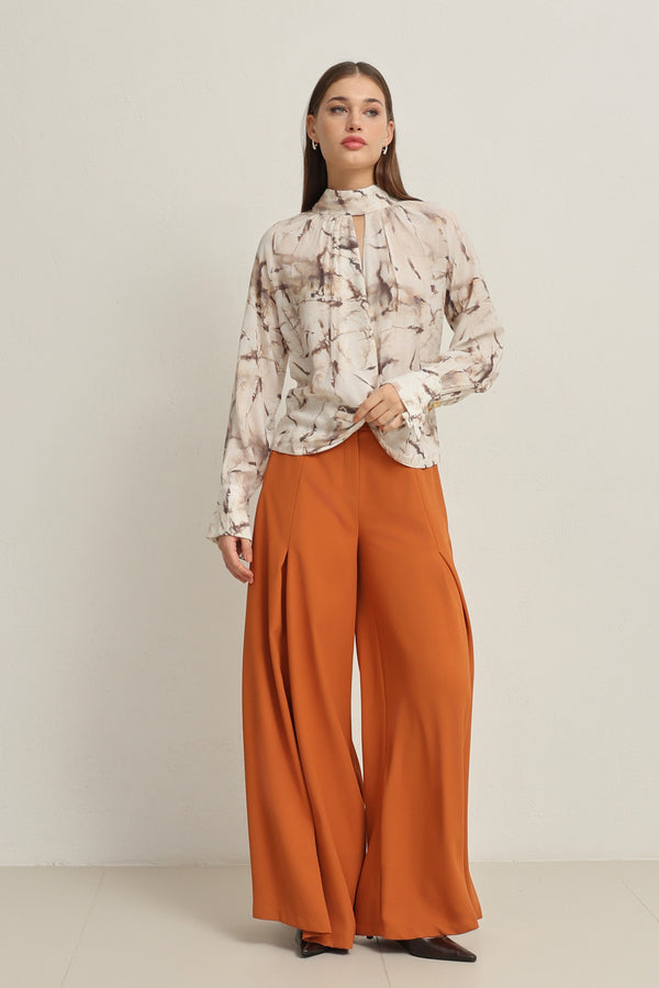 Setre Blouse With Collar Window And Gathered Waist Detail Stone