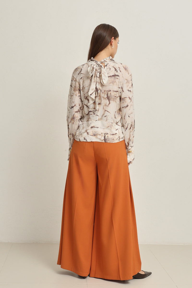 Setre Blouse With Collar Window And Gathered Waist Detail Stone