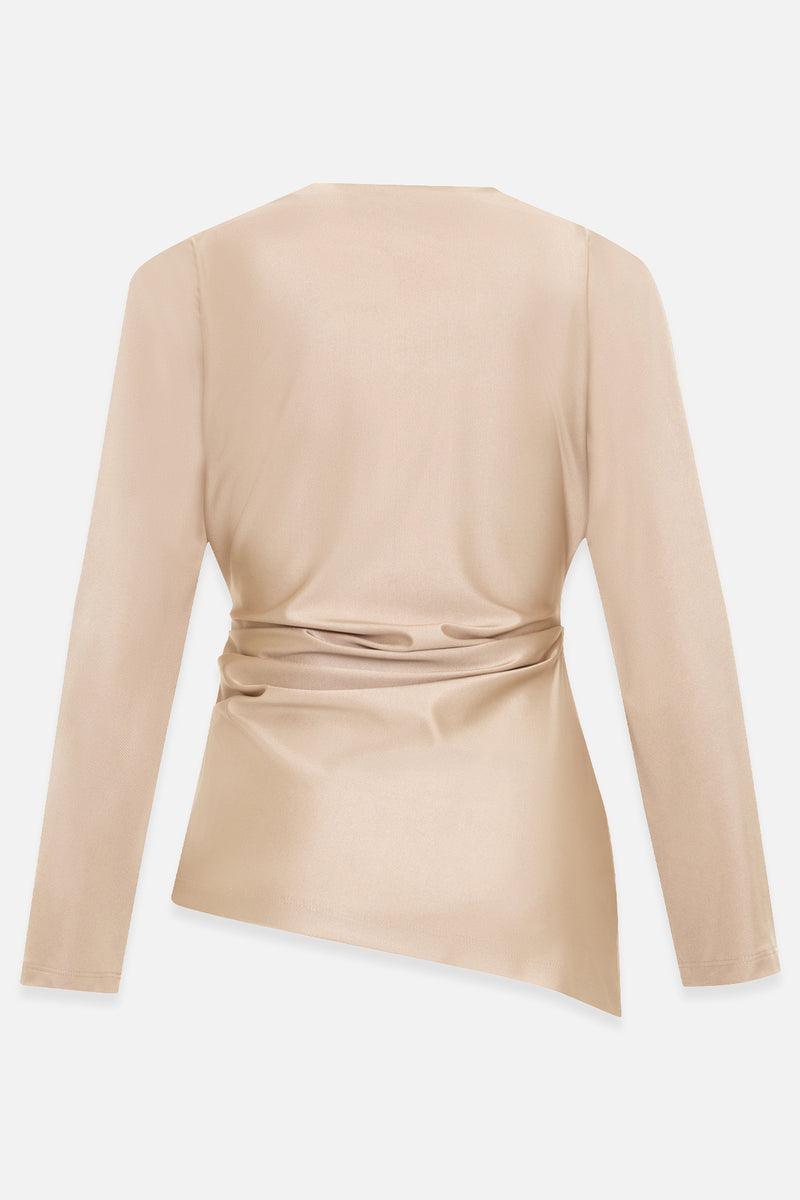 Setre Waist Accent Asymmetrical Blouse Beige