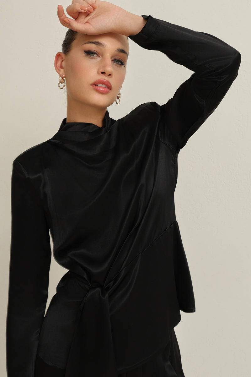 Setre Waist Tie Detailed Blouse Black