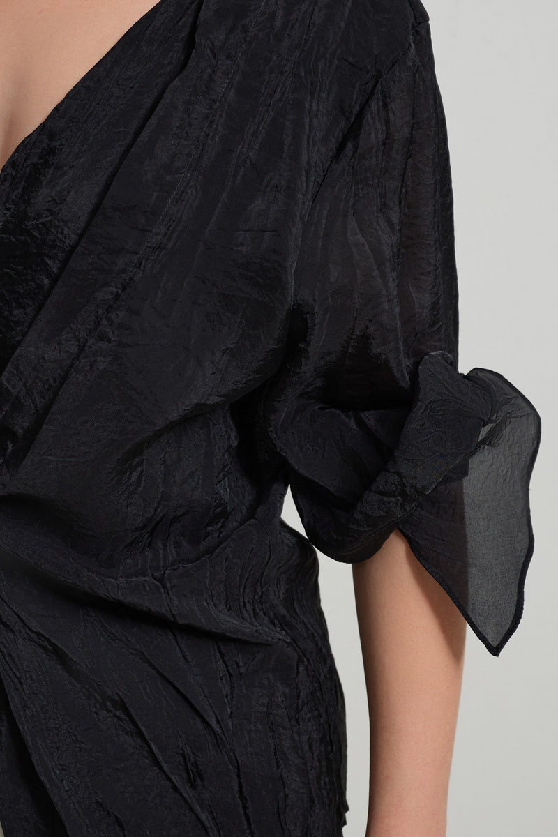 Setre V-Neck Tie Detail Blouse Black