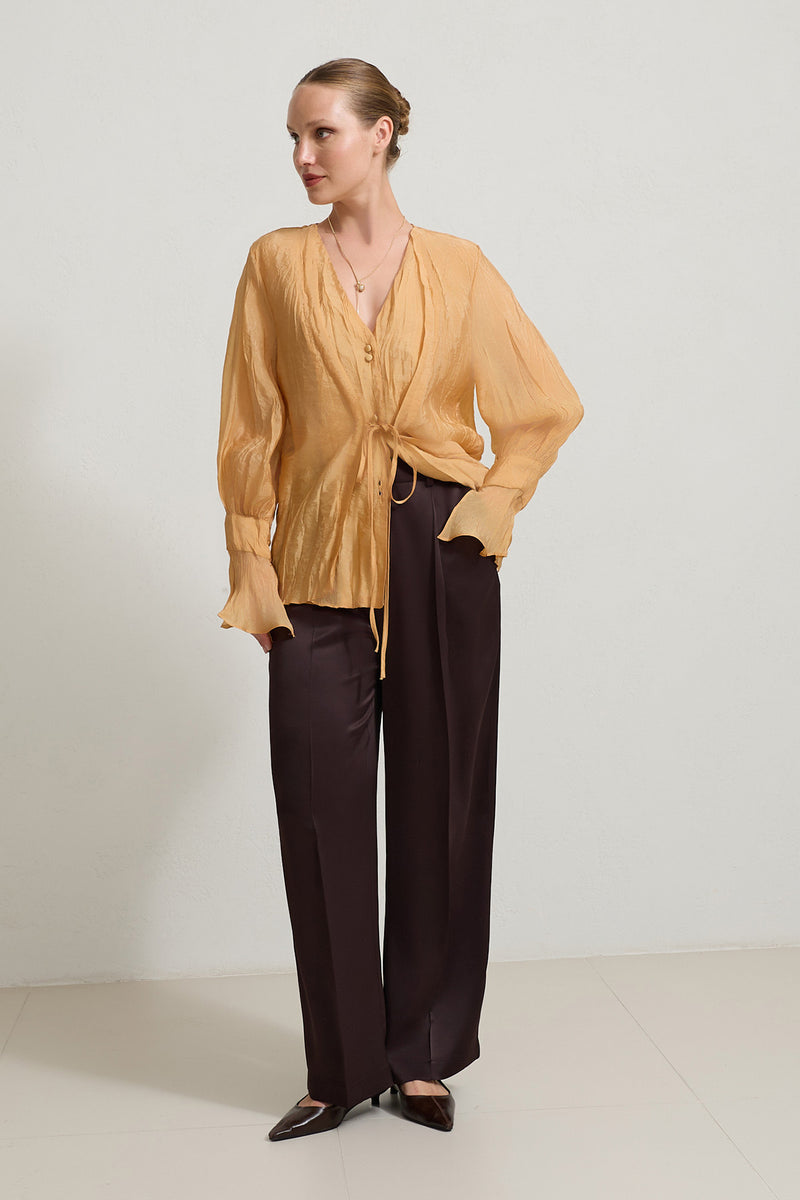 Setre V-Neck Tie Detail Blouse Amber