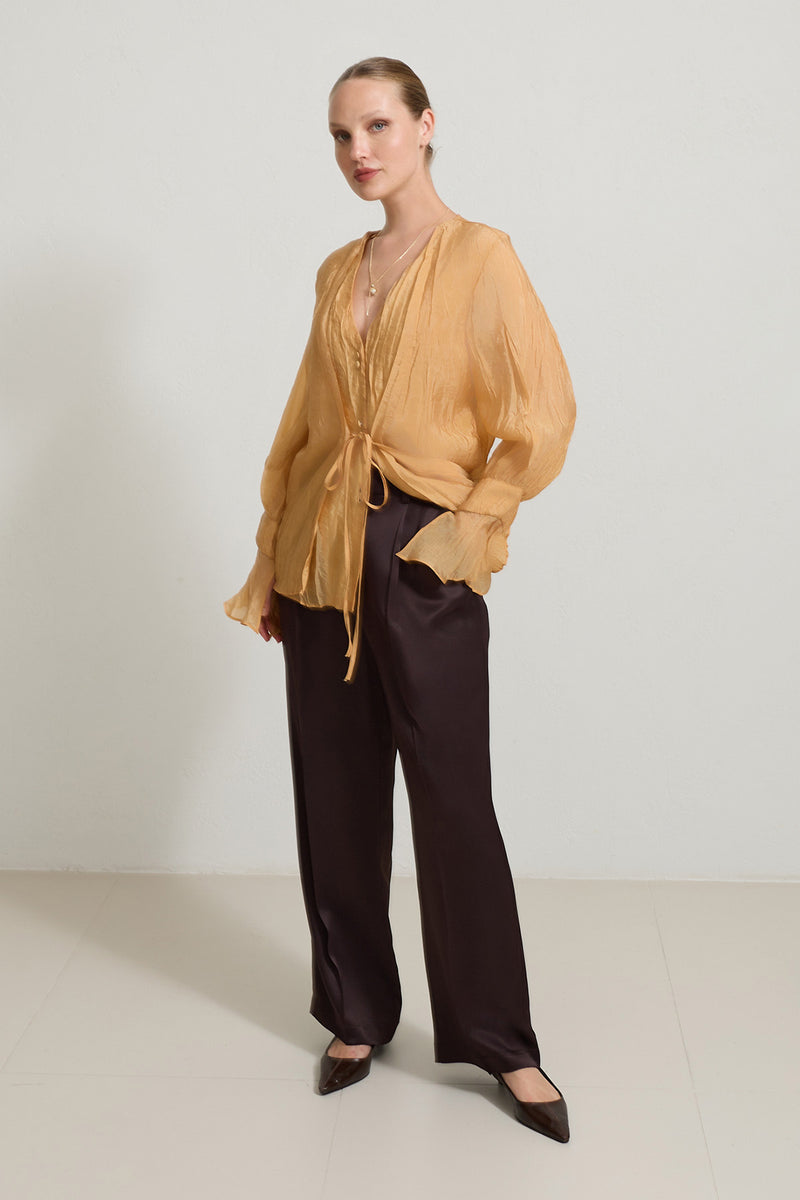 Setre V-Neck Tie Detail Blouse Amber