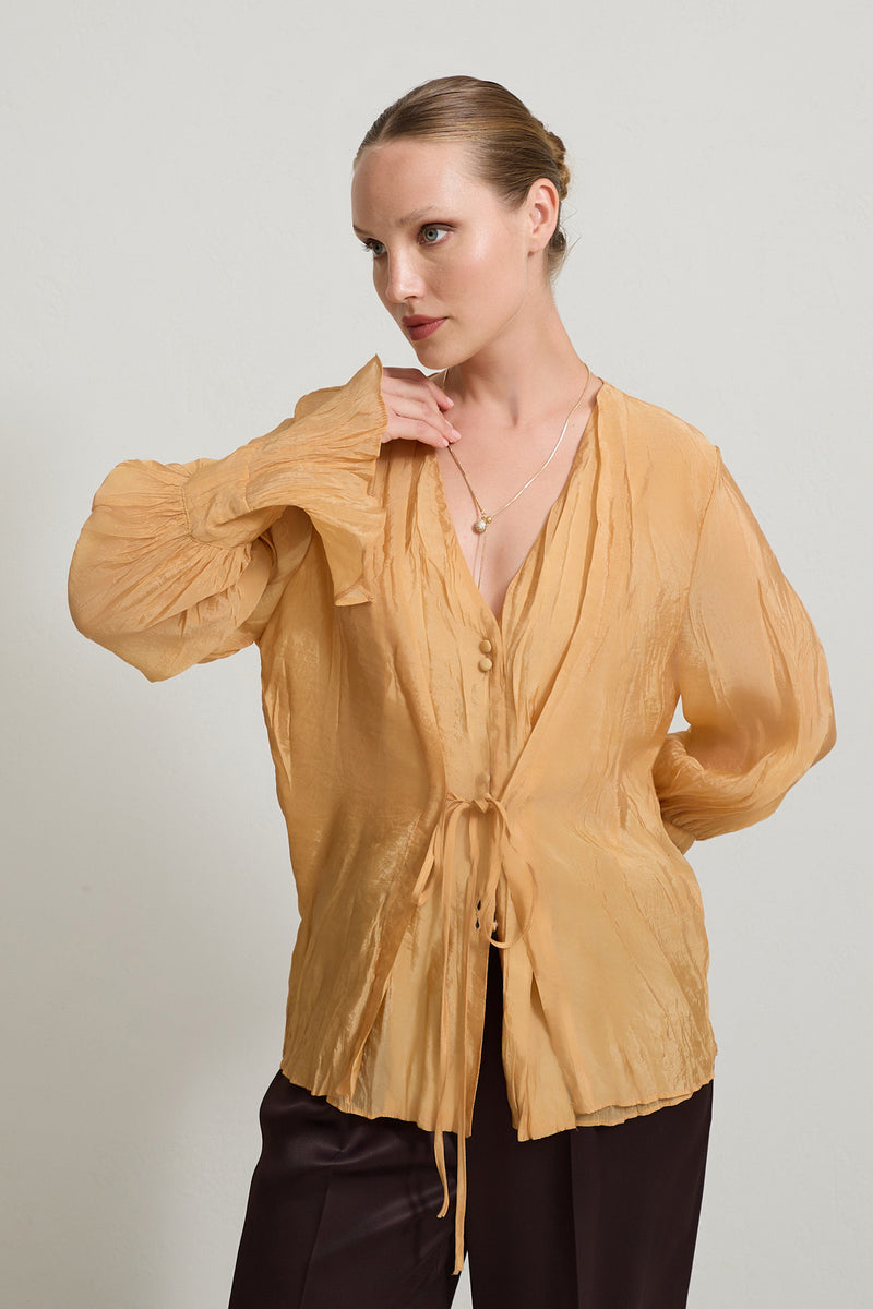 Setre V-Neck Tie Detail Blouse Amber