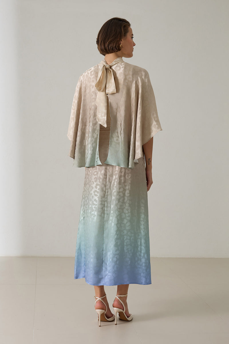 Setre Waist-Fitted Patterned Dress Beige