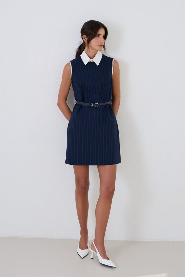 Setre Striped Sleeveless Mini Dress Navy-White