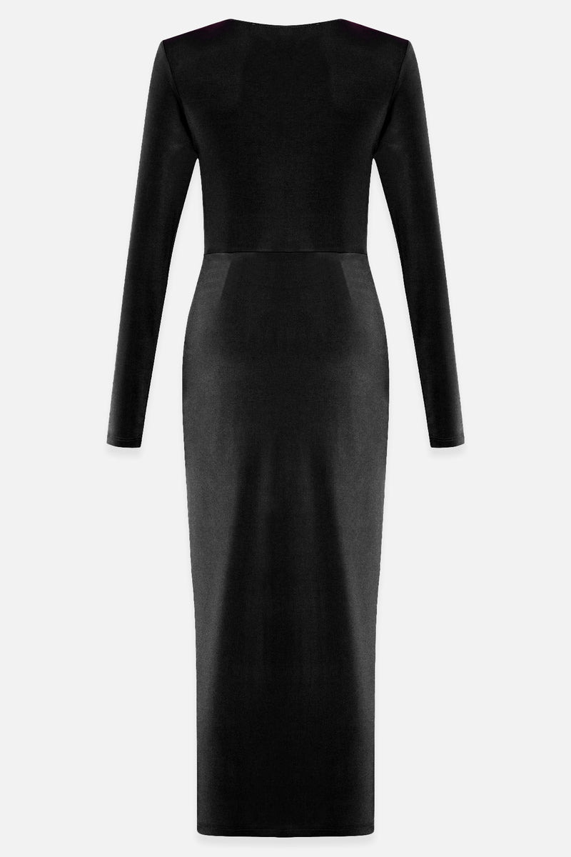 Setre V-Neck Pleated Detail Dress Black